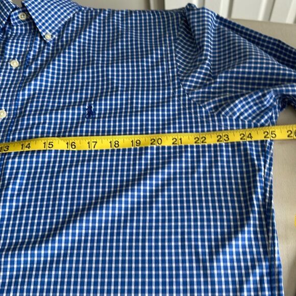 Ralph Lauren Men’s Slim Fit Performance Blue Micro Check Nylon Shirt Pony Size L - Picture 9 of 12